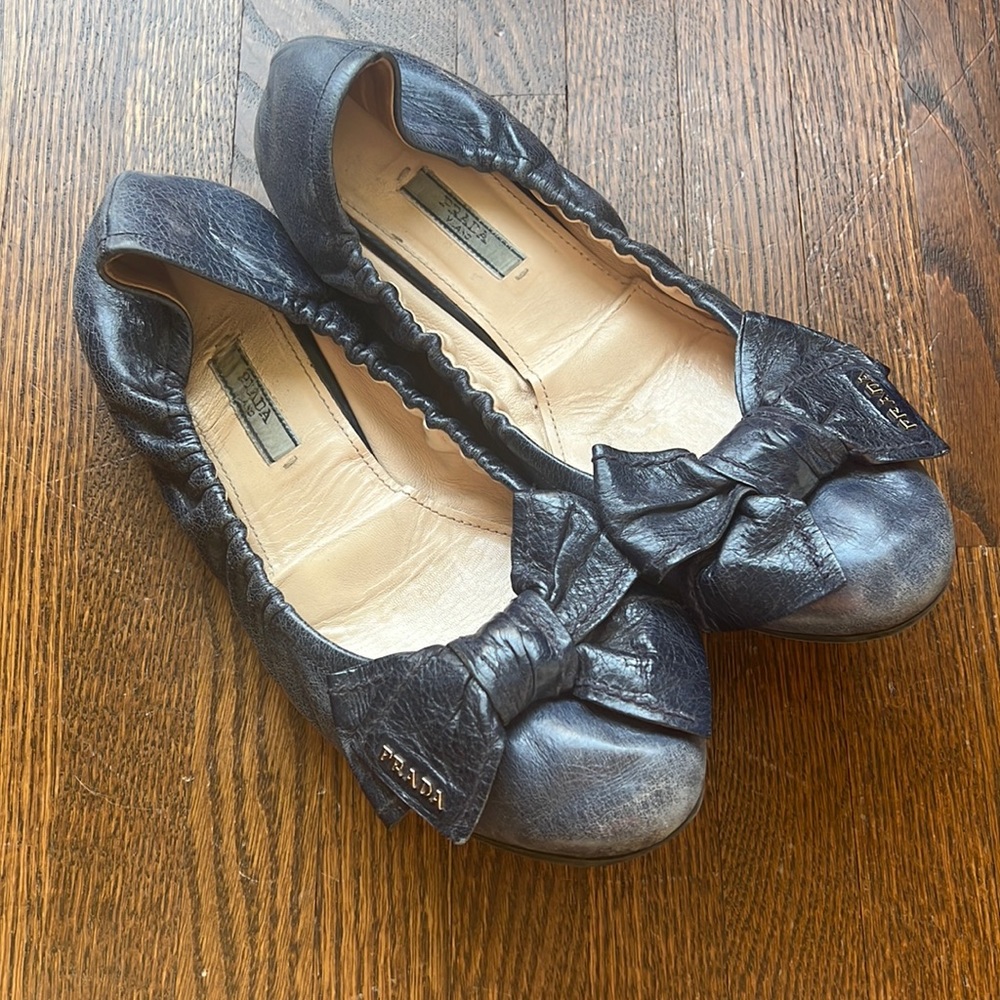 Prada navy blue ballet flats